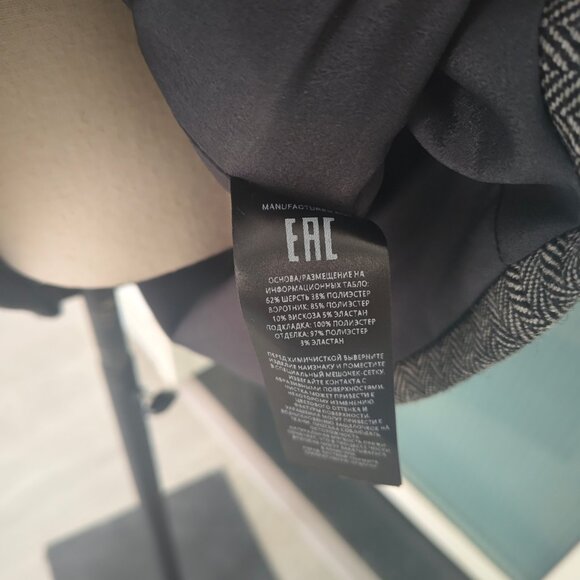 Self-Portrait Grey Herringbone Scarf Detail Mini Dress in a wool blend material - Picture 9 of 10